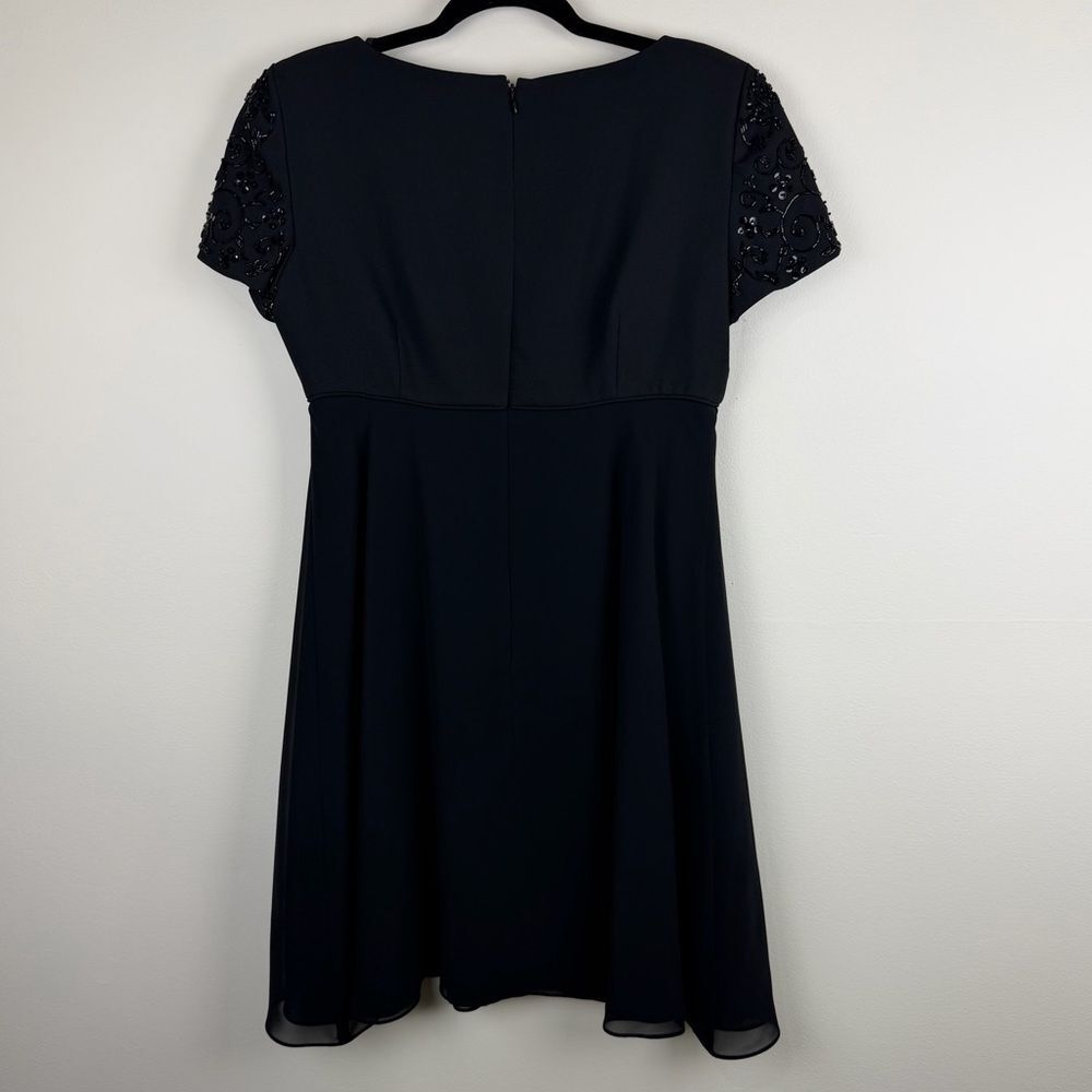 Vintage Liz Claiborne Night Black Beaded Cocktail Dress Size 8 Petite - Picture 3 of 8